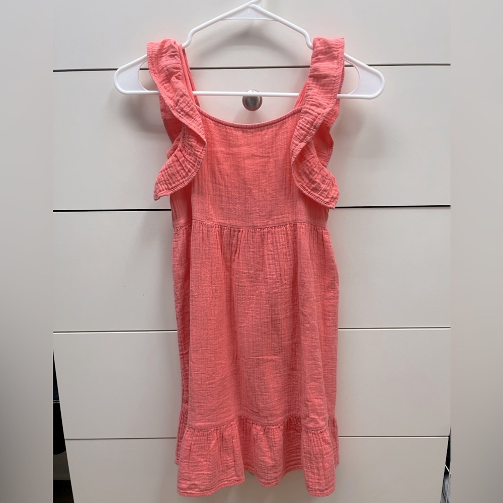 Cat & Jack Coral Ruffle-Sleeve Sundress size 7/8